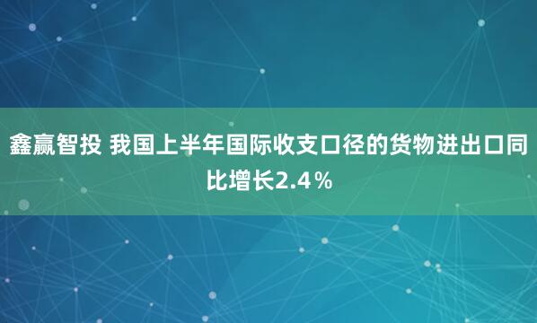 鑫赢智投 我国上半年国际收支口径的货物进出口同比增长2.4％