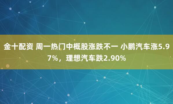金十配资 周一热门中概股涨跌不一 小鹏汽车涨5.97%，理想汽车跌2.90%