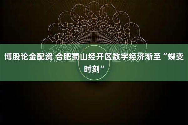 博股论金配资 合肥蜀山经开区数字经济渐至“蝶变时刻”